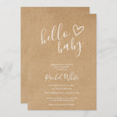Hello Baby Shower Gender Neutral Rustic Kraft Kaart (Voorkant / Achterkant)