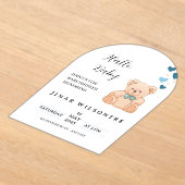 Hello Baby Teddy Bear Baby Shower Invitation Acryl Uitnodigingen (Laagn)