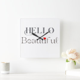 HELLO Beautiful, Opbeurend Cadeau voor Haar Vierkante Klok