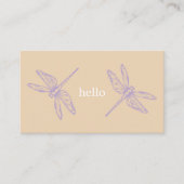 Hello beige rustic dragonflies insect illustration visitekaartje (Voorkant)