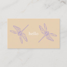 Hello beige rustic dragonflies insect illustration visitekaartje