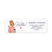 Hello Blonde Lady Heart Return Address Label  (Voorkant)