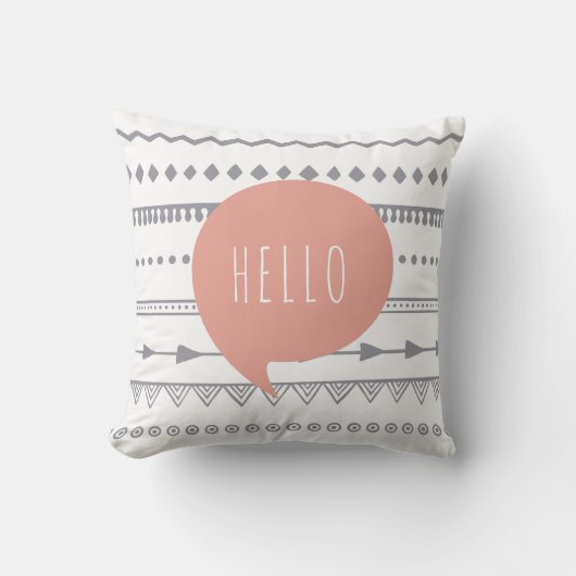 'Hello' Boho Style Throw Cushion Kussen (Voorkant)