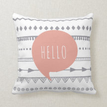 'Hello' Boho Style Throw Cushion
