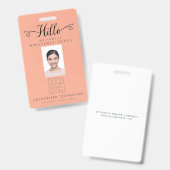Hello Business Photo ID Identification Plastic Badge (Front & Back)