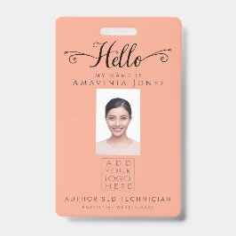 Hello Business Photo ID Identification Plastic Badge