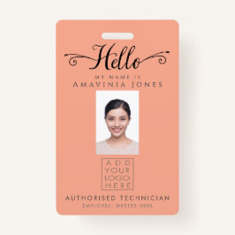 Hello Business Photo ID Identification Plastic Badge