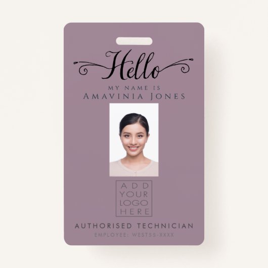Hello Business Photo ID Identification Plastic Badge (Voorkant)