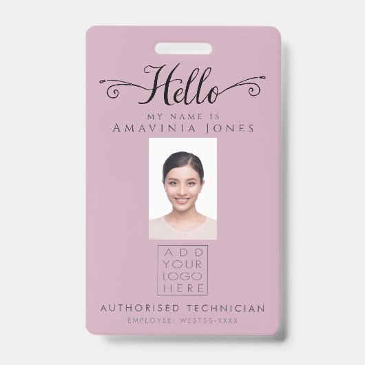 Hello Business Photo ID Identification Plastic Badge (Voorzijde)