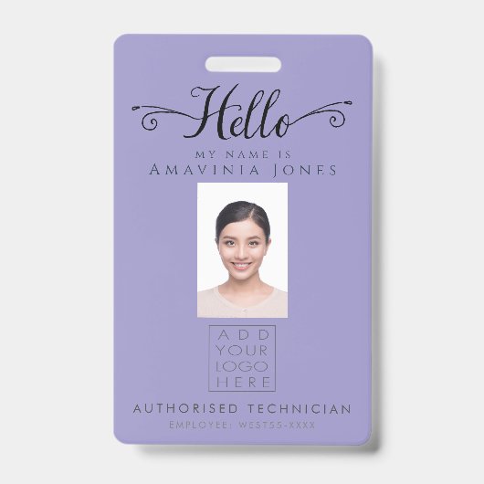 Hello Business Photo ID Identification Plastic Badge (Voorzijde)