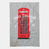 Hello, Calories! Red London Phone Booth with name Theedoek (Verticaal)