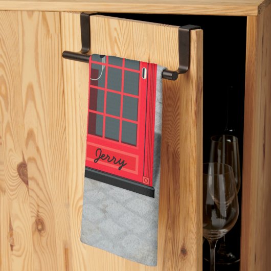Hello, Calories! Red London Phone Booth with name Theedoek (Derde Gevouwen)