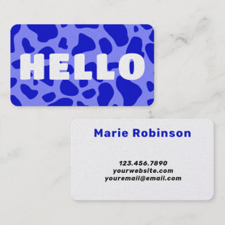 HELLO Cow Print White royal blue Visitekaartje