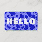 HELLO Cow Print White royal blue Visitekaartje (Voorkant)