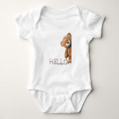 Hello Cute Brown Teddy Bear Romper (Voorkant)