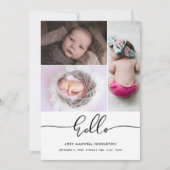 Hello Cute Casual Script Birth Announcement Aankondiging (Voorkant)