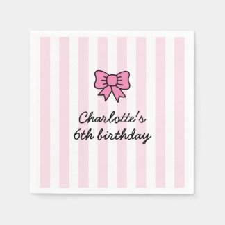 Hello Cutie Cartoon Pink Bow Birthday Party Servet