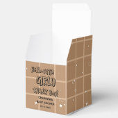 Hello Cutie Girly Cute Brown Gingham Baby Shower Bedankdoosjes (Geopend)