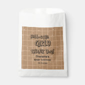 Hello Cutie Girly Cute Brown Gingham Baby Shower Bedankzakje (Voorkant)