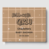 Hello Cutie Girly Cute Brown Gingham Baby Shower Gastenboek (Voorkant)