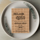 Hello Cutie Girly Cute Brown Gingham Baby Shower Kaart