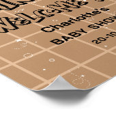 Hello Cutie Girly Cute Brown Gingham Baby Welcome Poster (Hoek)