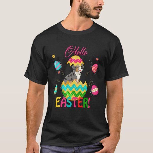 Hello Easter Australian Shepherd Inside Chocolate  T-shirt (Voorkant)