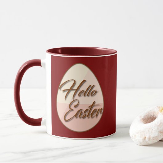 Hello Easter – Minimal Egg Design - caneca Mok (Met donut)