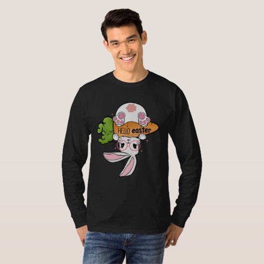 Hello Easter Reverse Bunny Retro Groovy Easter Day T-shirt (Voorkant volledig)