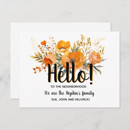 Hello,Editable We're New to the Neighborhood Briefkaart (Voorkant / Achterkant)