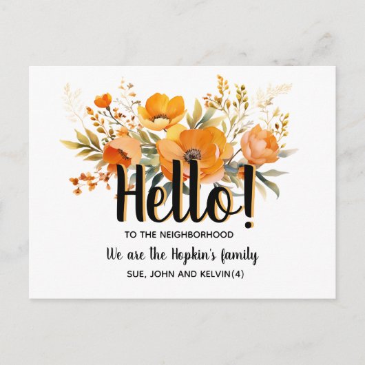 Hello,Editable We're New to the Neighborhood Briefkaart (Voorkant)