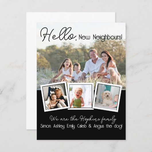 Hello Editable We're New to the Neighborhood phot Briefkaart (Voorkant / Achterkant)