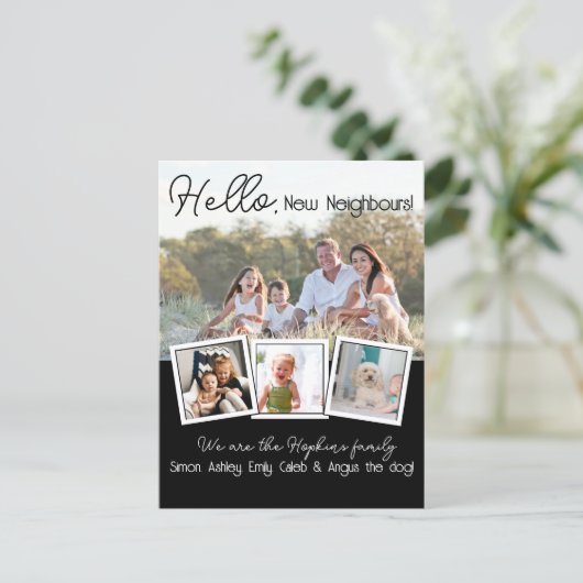 Hello Editable We're New to the Neighborhood phot Briefkaart (Staand voorkant)