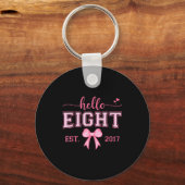 Hello Eight Est 2017 Coquette Bow 8th Birthday Gir Sleutelhanger (Voorkant)