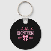 Hello Eighteen Est 2007 Coquette Bow 18th Birthday Sleutelhanger (Voorkant)