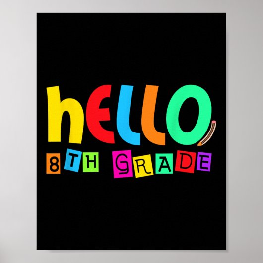 Hello Eighth 8th Grade Back To School For Student Poster (Voorkant)
