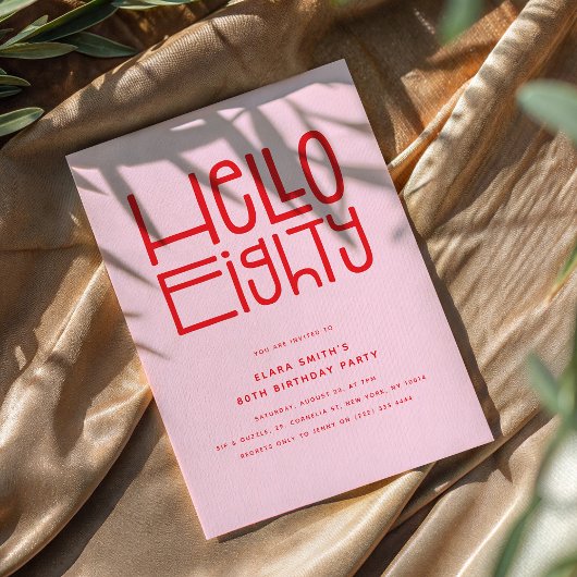 HELLO EIGHTY Modern 80th Birthday Kaart