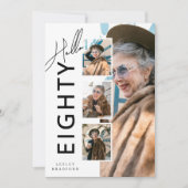 Hello EIGHTY' Modern Photo Collage 80th Birthday Kaart (Voorkant)