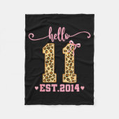 Hello Eleven Est 2014 11th Birthday Coquette Bow L Fleece Deken (Voorkant)