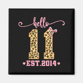 Hello Eleven Est 2014 11th Birthday Coquette Bow L Magneet (Voorkant)