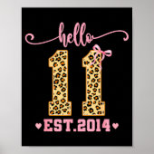 Hello Eleven Est 2014 11th Birthday Coquette Bow L Poster (Voorkant)