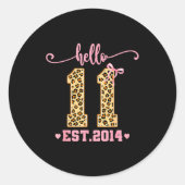 Hello Eleven Est 2014 11th Birthday Coquette Bow L Ronde Sticker (Voorkant)