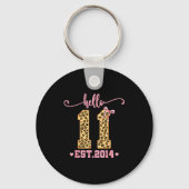 Hello Eleven Est 2014 11th Birthday Coquette Bow L Sleutelhanger (Voorkant)