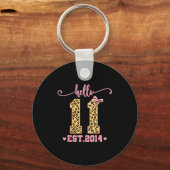 Hello Eleven Est 2014 11th Birthday Coquette Bow L Sleutelhanger (Voorkant)