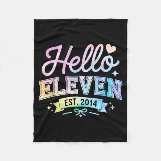 Hello Eleven Est 2014 Coquette Bow 11th Birthday G Fleece Deken (Voorkant)