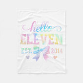 Hello Eleven Est 2014 Coquette Bow 11th Birthday G Fleece Deken (Voorkant)
