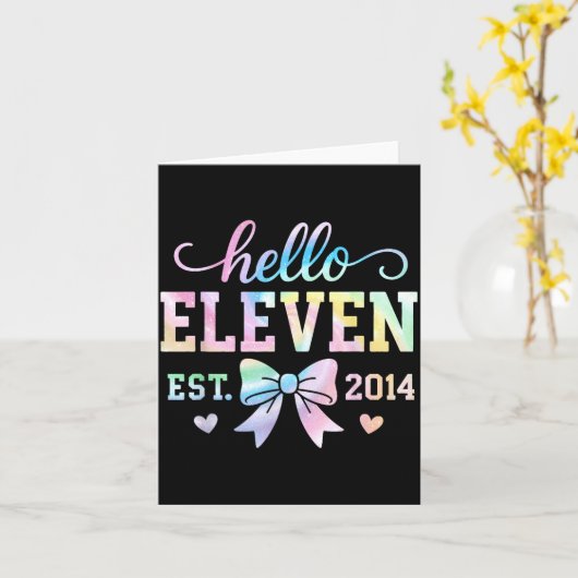 Hello Eleven Est 2014 Coquette Bow 11th Birthday G Kaart (Gele Bloem)