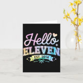 Hello Eleven Est 2014 Coquette Bow 11th Birthday G Kaart (Gele Bloem)