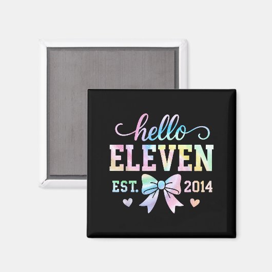 Hello Eleven Est 2014 Coquette Bow 11th Birthday G Magneet (Voorkant / Achterkant)