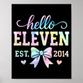 Hello Eleven Est 2014 Coquette Bow 11th Birthday G Poster (Voorkant)